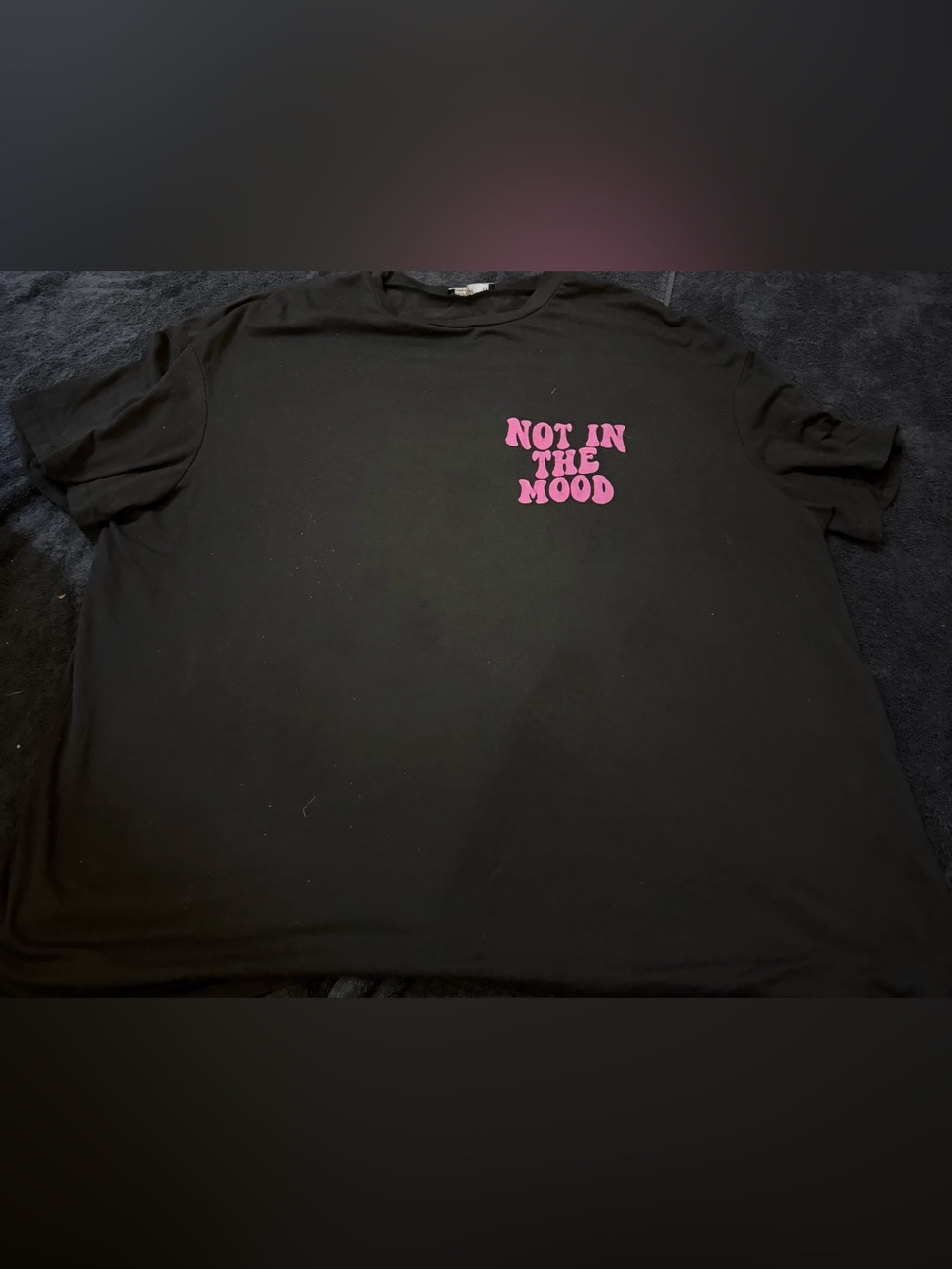 Black Short Sleeve Tee with Pink "Not In The Mood" Graphic